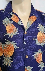 Paradise Found for LL Bean camicia hawaiana alta grande da uomo viola ananas - Foto 1 di 8