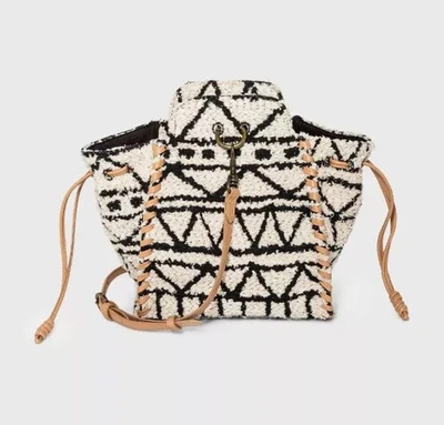 Bolso Bandolera Universal de Hilo Estampado Jacquard Negro y Crema Foto 1 de 3