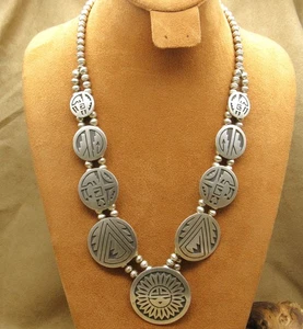 Vintage Sterling Silber Southwestern Overlay Halskette - Bild 1 von 8