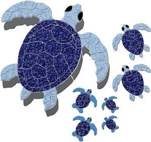 Turtle Group Ceramic Swimming Pool Mosaic - Picture 1 of 11