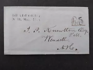 New Hampshire: Bradford 1850 Stampless Cover, STRAIGHT LINE CANCEL IN 2 LINES - Picture 1 of 5