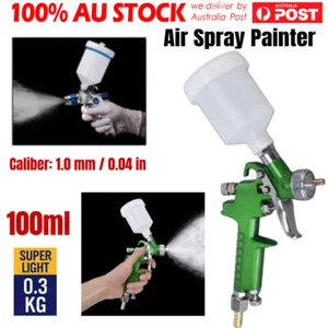 100ml HVLP Spray Gun Airbrush Air Nozzle 1/4" Gravity Feed Paint Sprayer Tool AU - Picture 1 of 12