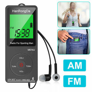 poche numérique portable LCD AM FM radio stéréo écouteurs rechargeables USB