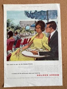 1960s BRITISH RAIL GOLDEN ARROW BOAT TRAIN LONDON TO PARIS COLOUR ADVERT - Picture 1 of 5