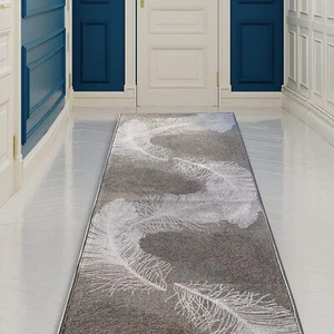 Sondergröße Läufer Teppich Feder Geometrisches Design Braun 26" & 31" nach Ihrer Länge - Bild 1 von 6