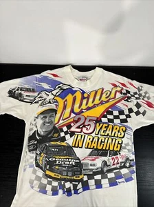 Vtg LG Chase Racewear Rusty Wallace We Race For Beer 90s AOP Miller Lite NASCAR - Picture 1 of 15