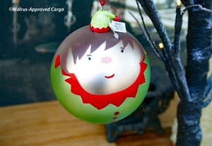 CRATE & BARREL ELF BALL WITH HAT TOPPER ORNAMENT -NWT- HANG WITH SANTA’S HELPER! - Picture 1 of 6