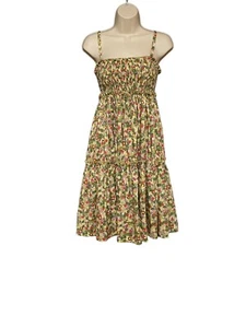 BCBG MAXAZRIA Girls Midi Dress Size Large Green Sleeveless Floral 100% Cotton - Picture 1 of 8