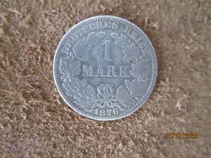 German Empire, Germany silver coin 1 mark,1876-A
