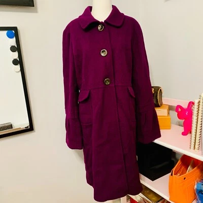 OLD NAVY WAFFLE WEAVE WOOL BLEND LONG PEA COAT - Image 1 of 4