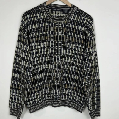 Suéter Texturizado Vintage Jhane Barnes Años 80 3D Geométrico Coogi Mezcla Lana Para Hombres Med Foto 1 de 4