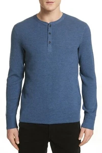 Rag & Bone Men’s Heather Blue Gregory Wool Blend Thermal Henley Sweater $250 - Picture 1 of 4
