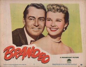 MONA FREEMAN & ALAN LADD in ''Branded'' Orig. Vintage COLOR LOBBY CARD 1951