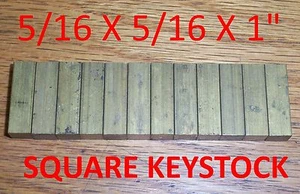 TWELVE PIECES Key Stock 5/16" x 5/16" x 1" Length Brass Bilateral - MILLED ENDS - Picture 1 of 2