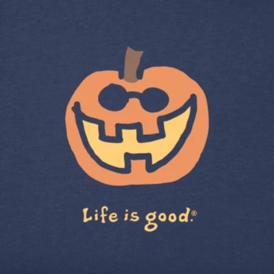 Camiseta trituradora Life is Good Jake O'Lantern calabaza Halloween azul SS para mujer nueva con etiquetas Foto 1 de 3