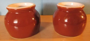 Hall Pottery Mini Crock/Boston Bean Pot Restaurant Soup Dish Casserole Lot Of 2 - Picture 1 of 5