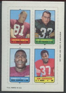 1969 Topps 4 in 1 Jackie Smith , Jim Grabowski, Charley Taylor, & Jim Johnson