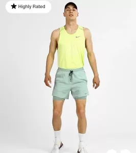 NIKE PANTALONCINO RUNNING UOMO FLEX STRIDE 5" 2 IN 1 VERDE SALVIA # CJ5467-NUOVO CON ETICHETTE - Foto 1 di 5