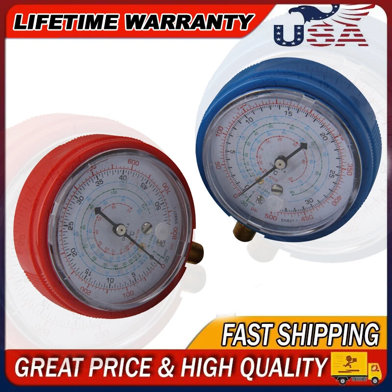 Pair AC Air Conditioner R410a R134a Refrigerant Low&high Pressure Gauge PSI KPA