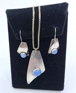 Brd.B Brodrene Bjorklund Studios Denmark Sterling Set w/Blue Chalcedony - Picture 1 of 4