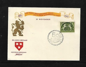 Perfins de los Países Bajos: tarjeta de recuerdo de 1943 con #251 fijado; patrón P.Z.V. / 50 - Imagen 1 de 2