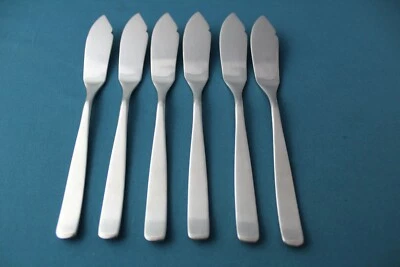 6 Flat Handle Butter Spreaders WMF NORTICA Stainless Japan Modern 7 1/8" - Image 1 of 4