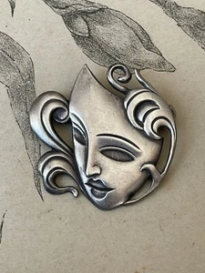 Charmante Broche Ancienne à décor de Masque Vénitien -Argent - Imagen 1 de 3