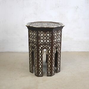 Antique Islamic/Syrian Moorish Octagonal Mother of Pearl Inlaid Side Table 10242