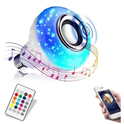 Wireless Bluetooth LED Light Speaker Bulb RGB E27 12W Music Playing lamp Remote - Image 1 of 4