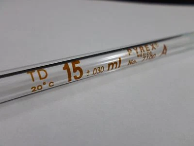 Pipeta Corning PYREX Vidrio TD 15mL Bombilla Volumétrica Reutilizable 7100-15 Foto 1 de 4