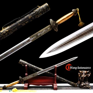 41" Chinese Kung Fu Sharp Sword Double Edge Qing Jian 1095 Carbon Steel Peony - Picture 1 of 10