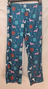 SO Girls Pajama Pants Dogs Size 7 Green Fleece - Picture 1 of 4