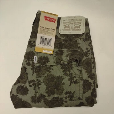 Size 8 24x22 Levi's 511 Slim Cargo Pants Floral Olive Camo Skinny NEW tags NWT - Image 1 of 4