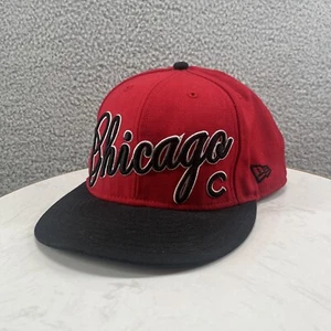 Chicago Cubs Snapback Hat MLB New ERA 9FIFTY Logo Spell Out Black Red Cap - Picture 1 of 6