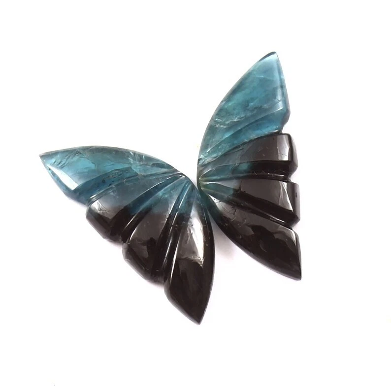 Loose Gemstone Natural Bio Tourmaline Hand Carved Butterfly Wings Stone A1781 - Image 1 of 3