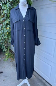 Mujer Knox Rosa Manga Larga Denim Camisa Vestido Pequeño Gris Nuevo Con Etiquetas - Imagen 1 de 5