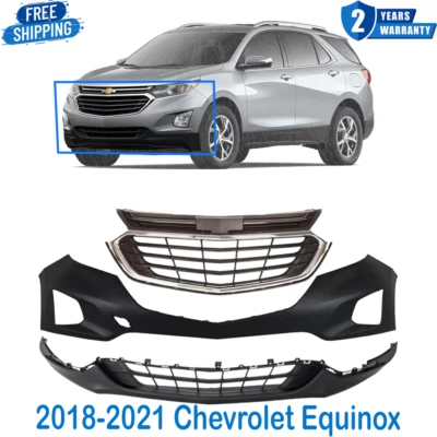 Conjunto de cubierta de parachoques delantero cebado y parrilla para Chevrolet Equinox 2018-2021 Foto 1 de 4