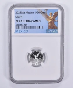 2022 PF70 Proof Mexico 1/20 Onza Silver NGC Mexico Lbl - Picture 1 of 5