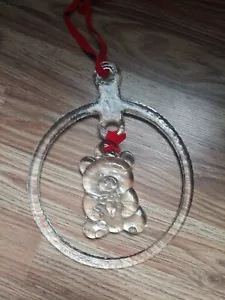 Beautiful Vintage Large Clear Glass Bear Hanging Mobile Sun Catcher Christmas - Picture 1 of 3