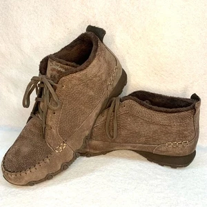 Sketchers Biker Lineage Moc Toe Brown Suede Leather Chukka Ankle Boot 9.5 Wide - Picture 1 of 10