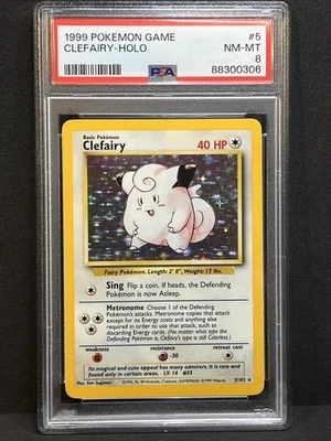 PSA 8 NM/MT Clefairy 5/102 - Unlimited Base Set 1999 - Holo Rare - Image 1 of 3