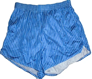 Pantaloncini da corsa vintage anni 80 nylon donna stivaletto seta nuovi fondo di magazzino blu medio - Foto 1 di 2