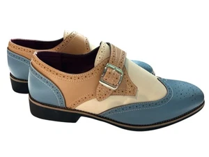 Men's Size 8 Casual Monk Strap Dress Shoes Soft Blue - Picture 1 of 6