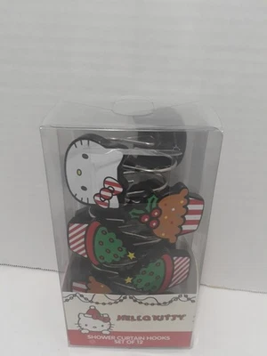 12pc Sanrio Hello Kitty Christmas Treats Shower Curtain Hooks Berry - Image 1 of 2