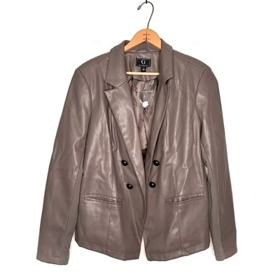 Chaqueta Blazer Ponte G by Giuliana Para Mujer Picante Gris Imitación Cuero Talla XL NUEVA SIN ETIQUETAS Foto 1 de 4