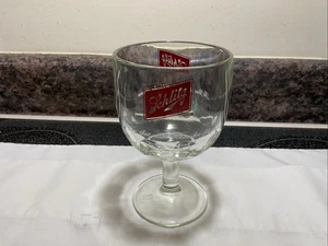 Schlitz Bier Vintage 1970er Daumenabdruck Grübchen Fuß Kelch Pint Glas 16oz - Bild 1 von 2