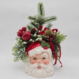 Inarco Ceramic Santa Face Planter Head Vase Vintage Christmas Japan Boquet - Picture 1 of 18