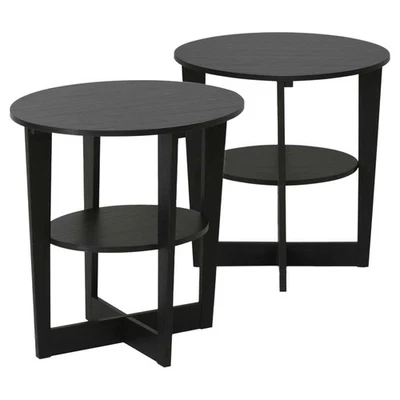 Contemporary Oval End Table Set of 2 Storage Display Furniture Easy Assembly New - Image 1 of 4
