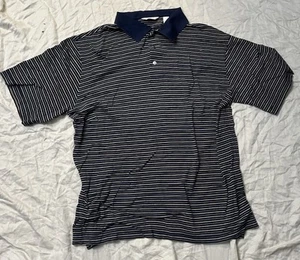 Turnbury Blue Striped Polo Short Sleeve Shirt Classic Fit Men’s L Pre Owned - Picture 1 of 8