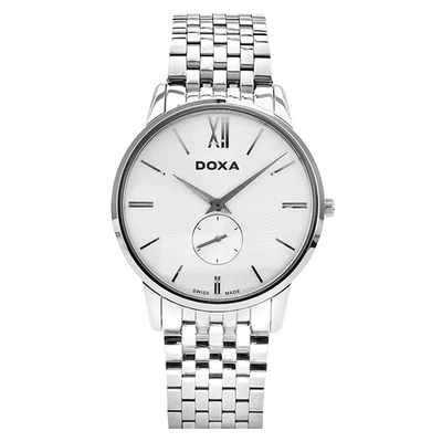 Reloj de cuarzo impermeable de acero inoxidable con esfera blanca informal para hombre DOXA D155SSV Foto 1 de 4